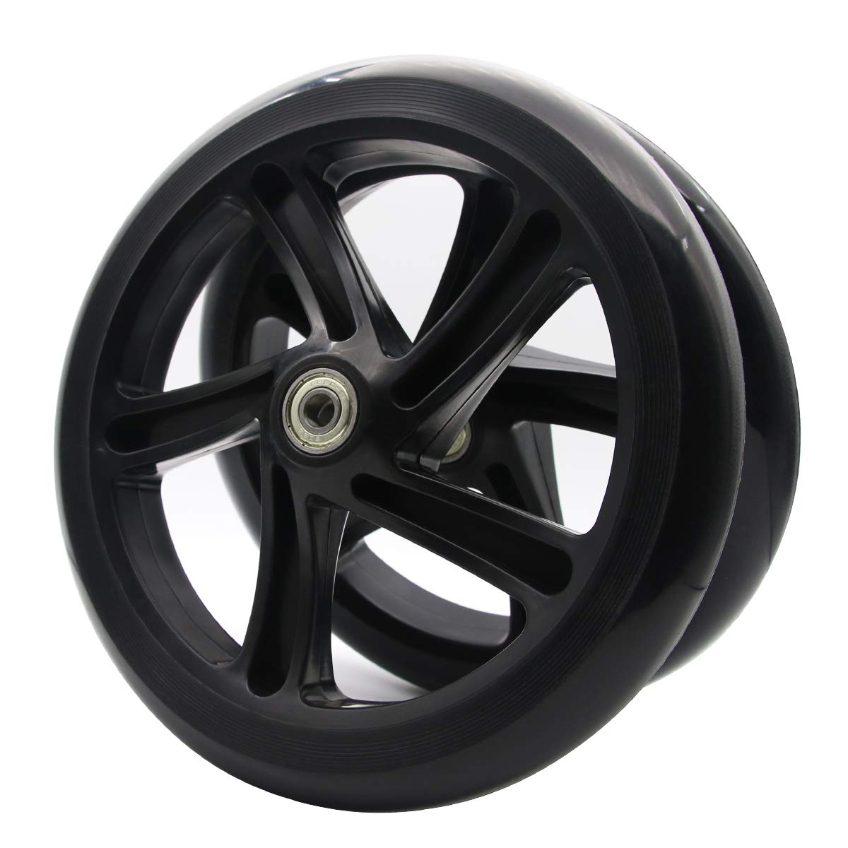 Z-FIRST 2PCS 200mm Adult Scooter Wheels with ABEC 9 Bearings for Razor and Adult Kick Scooters (Black)