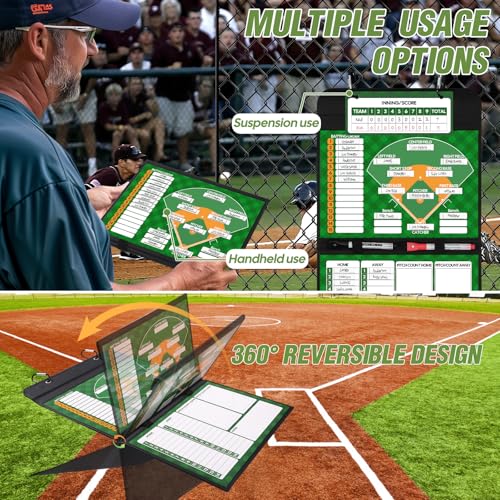 Magnetic Baseball Lineup Board with 40 Cards & Markers
