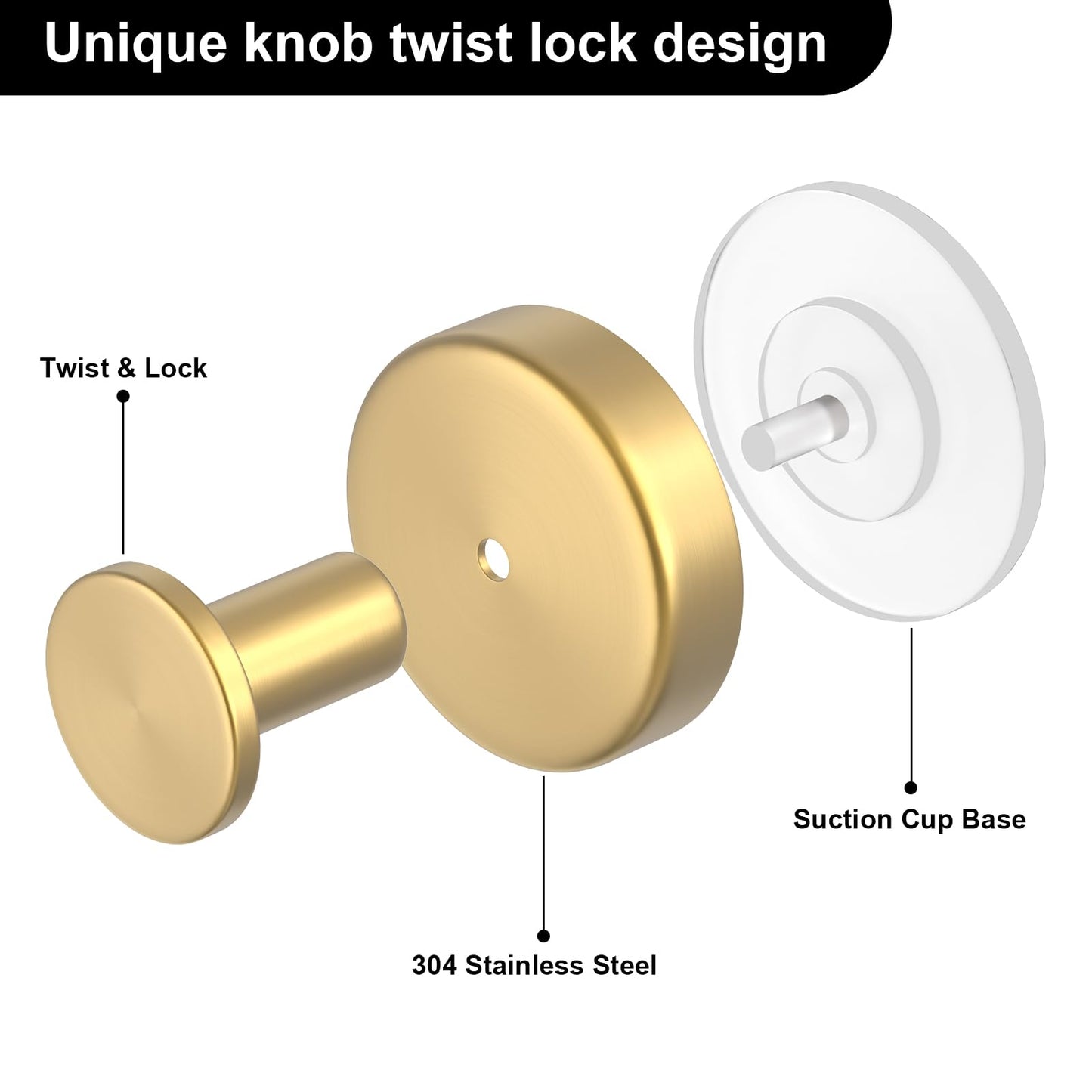 HUFEEOH Suction Cup Hooks for Shower, Suction Hooks Wall Hanger for Hanging, Removable Towel Holder for Bathroom, Kitchen, Glass Door, Mirror, Tile (2 Pack O Shape - Gold)