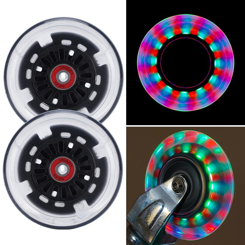 100mm LED Light Up Flashing Scooter Wheel, Pack of 2 with bearings