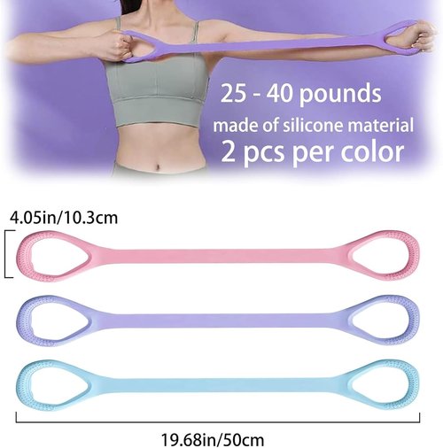 Figure 8 Resistance Bands - Versatile Yoga & Pilates Equipment for Strength Training | 6 Pack