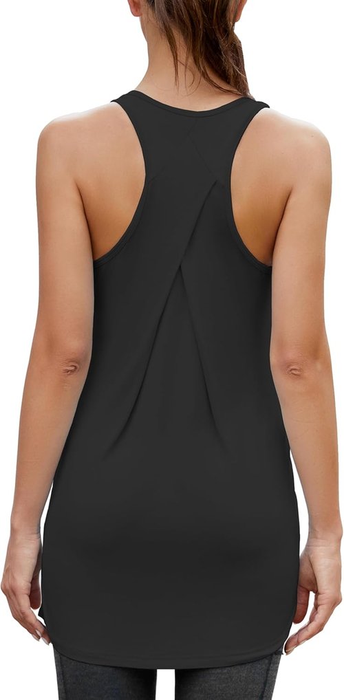 Bestisun Women's Yoga Shirts - Loose Fit Racerback Long Tank Tops for Comfortable Workouts