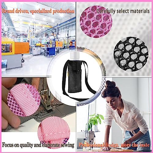 Pink & Black Hands-Free Water Bottle Carrier with Adjustable Strap for Hiking & Walking