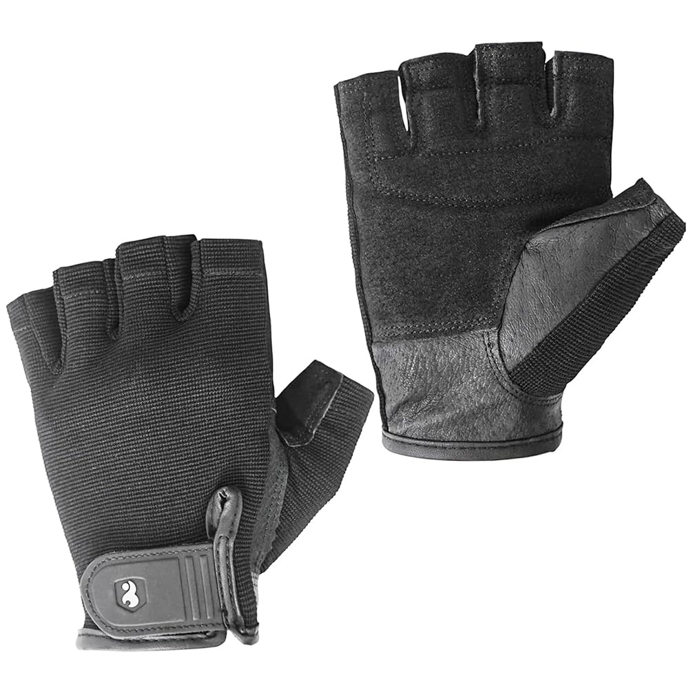 Luwint Mens Workout Gloves, Leather SBR Padded Exercise Gloves for Men Weight Lifting Breathable Snug Fit Gym Gloves for Weightlifting, Training, Fitness (Large)