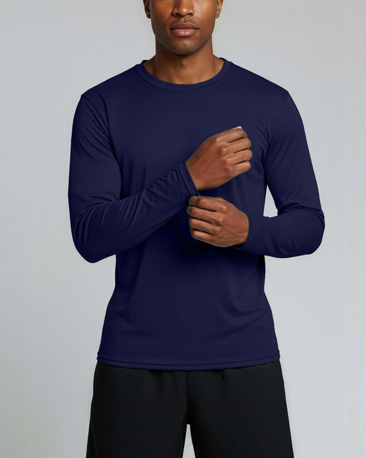 Real Essentials Men's Long Sleeve Dry Fit T-Shirts - UPF 50 Wicking Workout & Hiking Tees | 4 Pack