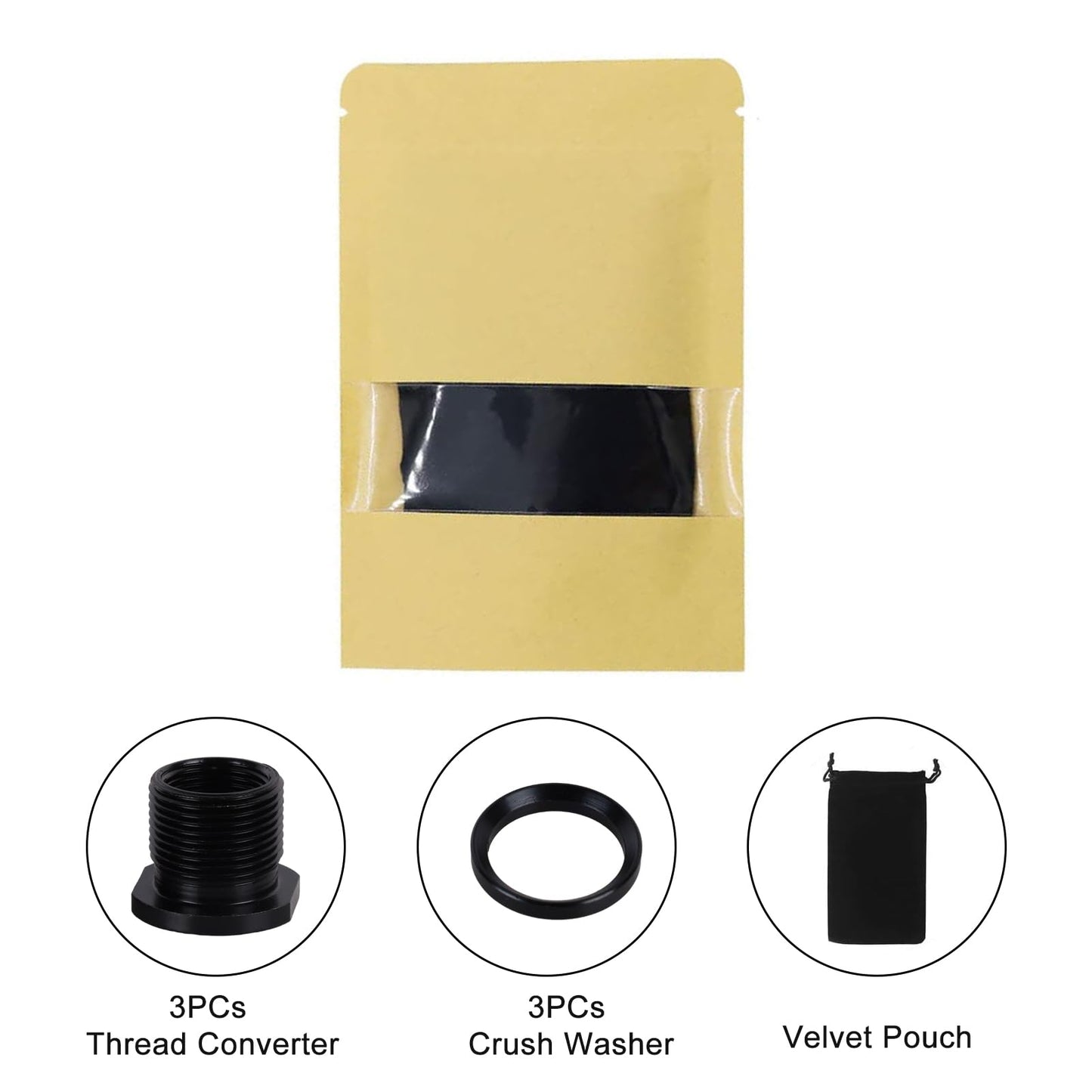 Thread Protector, 1/2 x 28 Convert to 5/8x24 with Crush Washer Steel (3pack)