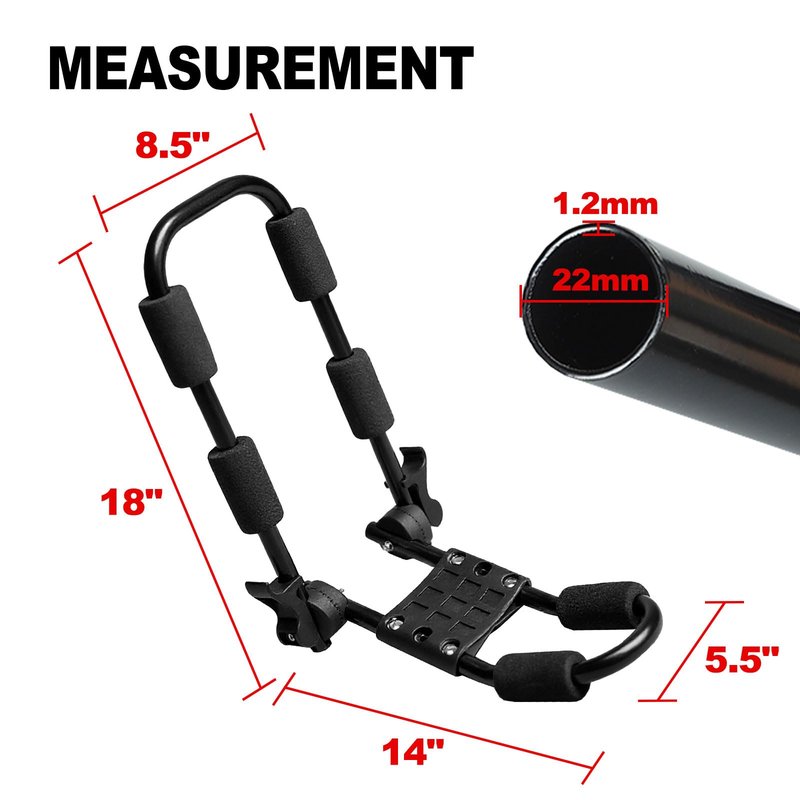 Folding Kayak Roof Rack for Car Holds 2 Kayaks - Kayak J Bar for Canoe, Surf Board, SUP - J Kayak Carrier Mount on Rooftop Crossbar with 4 Tie Down Straps, Fits SUVs, Trucks, Jeeps