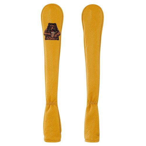 LZFAN Golf Alignment Stick Cover - Leather Holds at Least 2 Sticks, Club Protector with Beer Bear Embroidery