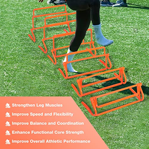 Adjustable Agility Hurdles Set - 4 Heights, 6 Pack - Orange