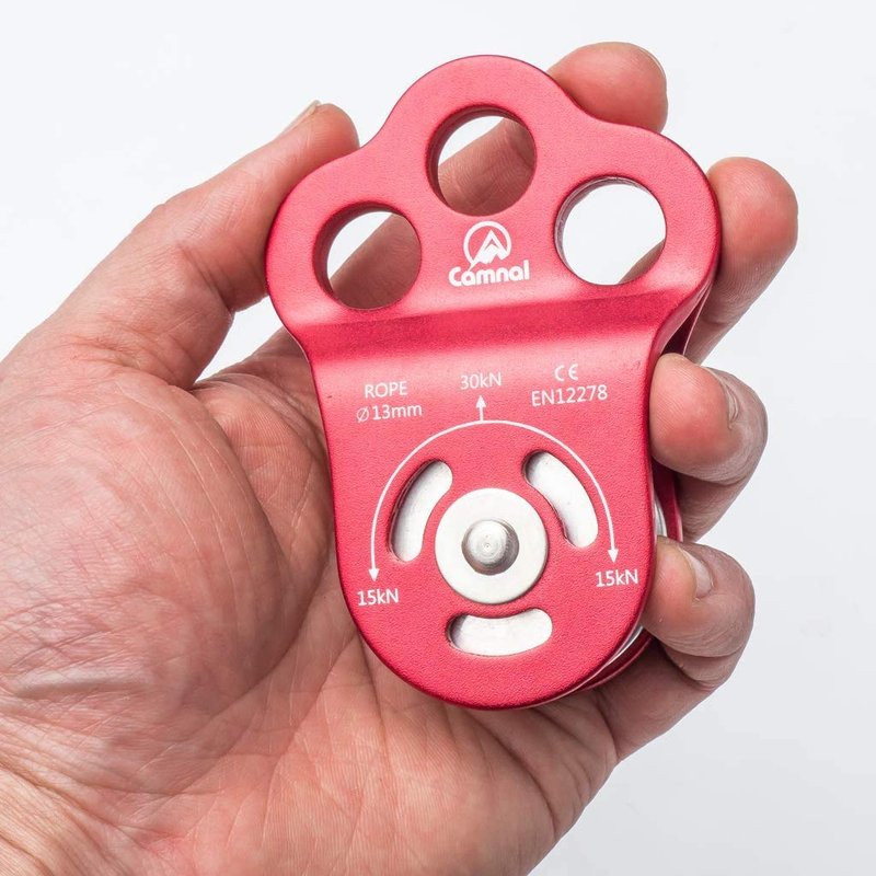 AXUYU Climbing Pulley 30KN Three Holes Ball Bearing Single Pulley Rock Climbing Pulley for 13mm Rope Hauling, Rock Climbing, Rescue Applications, Zipline Sports Etc