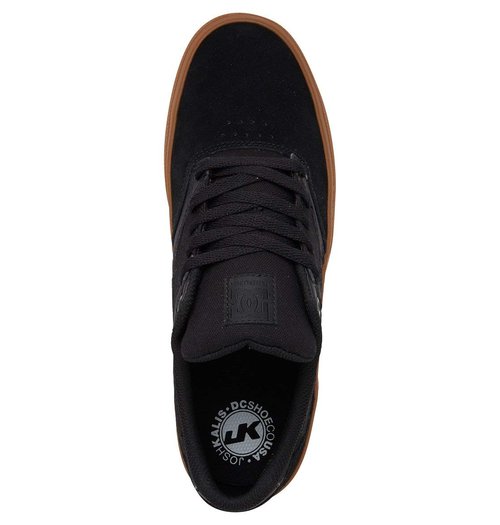 DC Men's Kalis Vulc Skateboard, Skate Shoe, Black/Black/Gum, 7.5 M US
