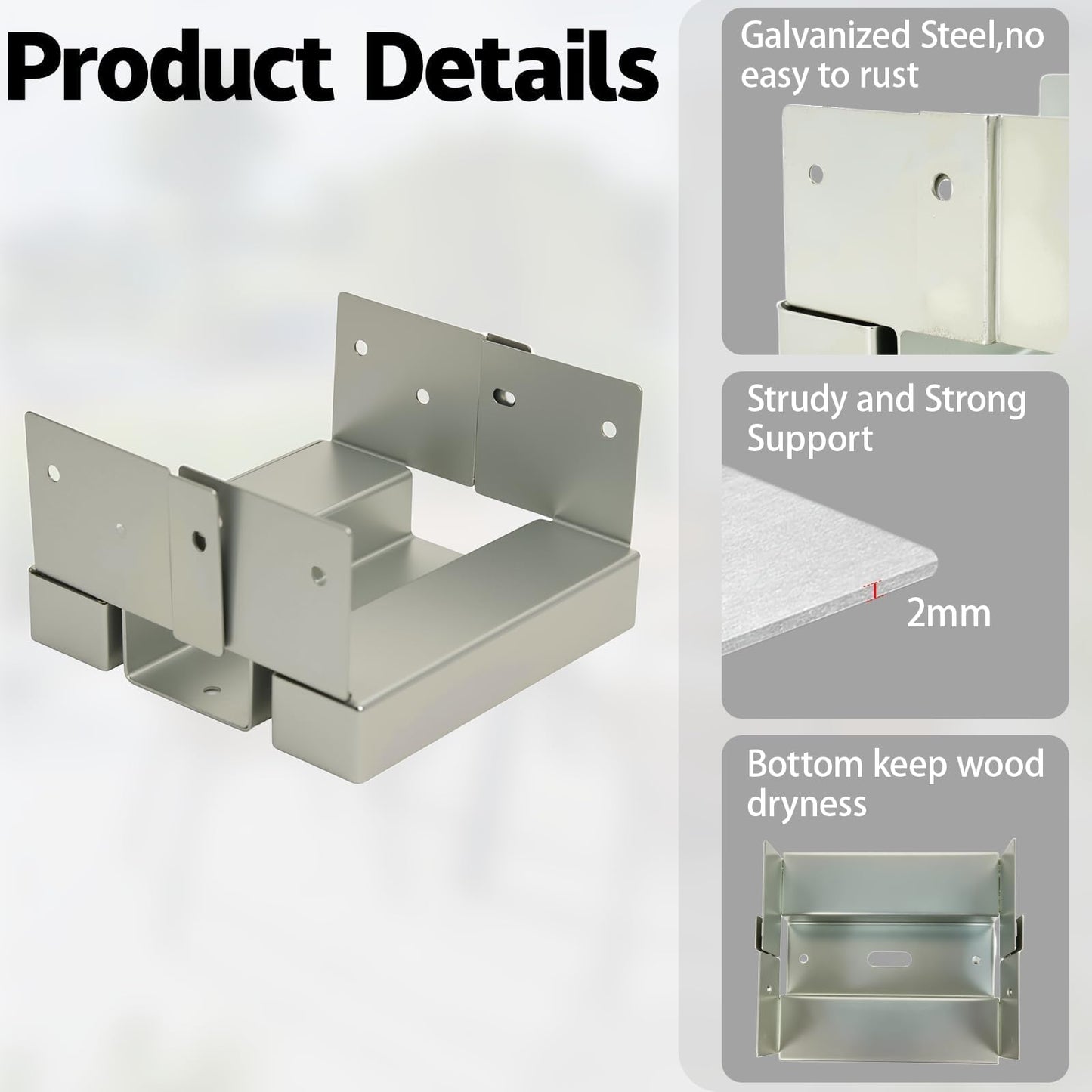 10 Pcs 6x6 Post Anchor Base, Adjustable Metal Post Bracket Post Base, Adjustable Galvanized Post Base Bracket for Deck Patio, Gazebo, Pergola