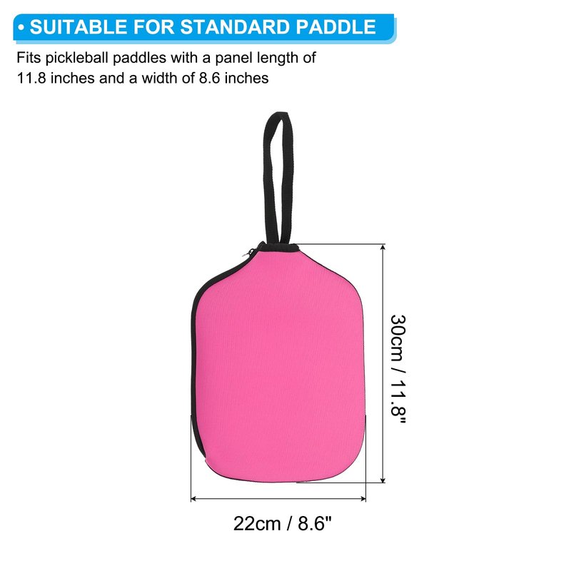 PATIKIL Pickleball Paddle Cover Universal 11.8x8.6 Inch, Neoprene Pickleball Racket Sleeve Paddle Storage Bag with Carrying Strap for Pickleball Paddles,Dark Pink