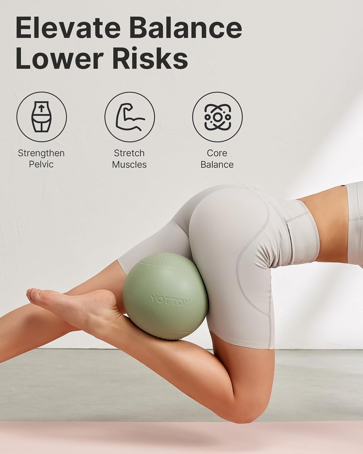 YOTTOY 9-Inch Pilates Ball - Anti-Burst Small Exercise Ball for Yoga, Stability & Home Workouts