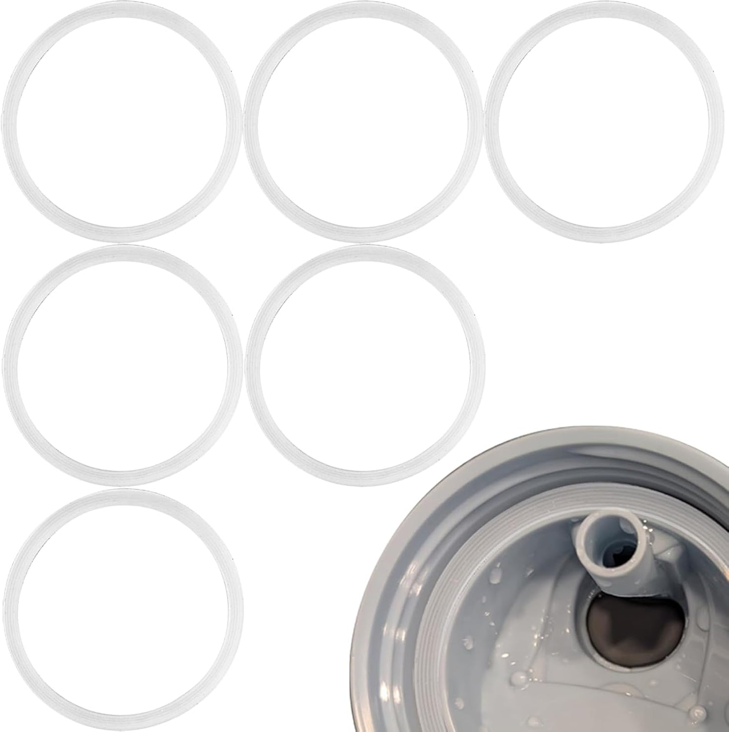 Owala | 6-Pack Water Bottle Gasket Replacement | Silicone Lid Seal O-Rings for 19/24/32/40oz Cups - Clear