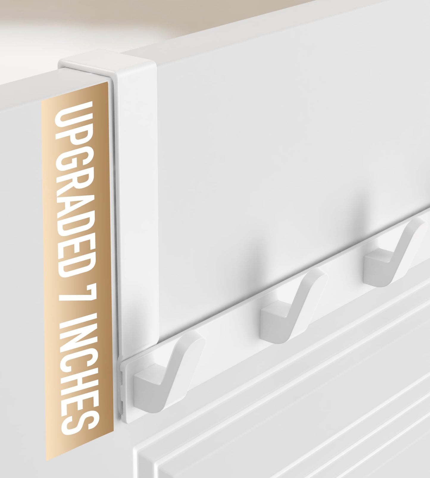 KitchLife Over The Door Hooks Hanger with Extended Arms for Easy Use by Women, Fits 1 3/8" Doors, L18U - Bathroom Accessories and Towel Rack Organization - 1 Pack, Glossy White