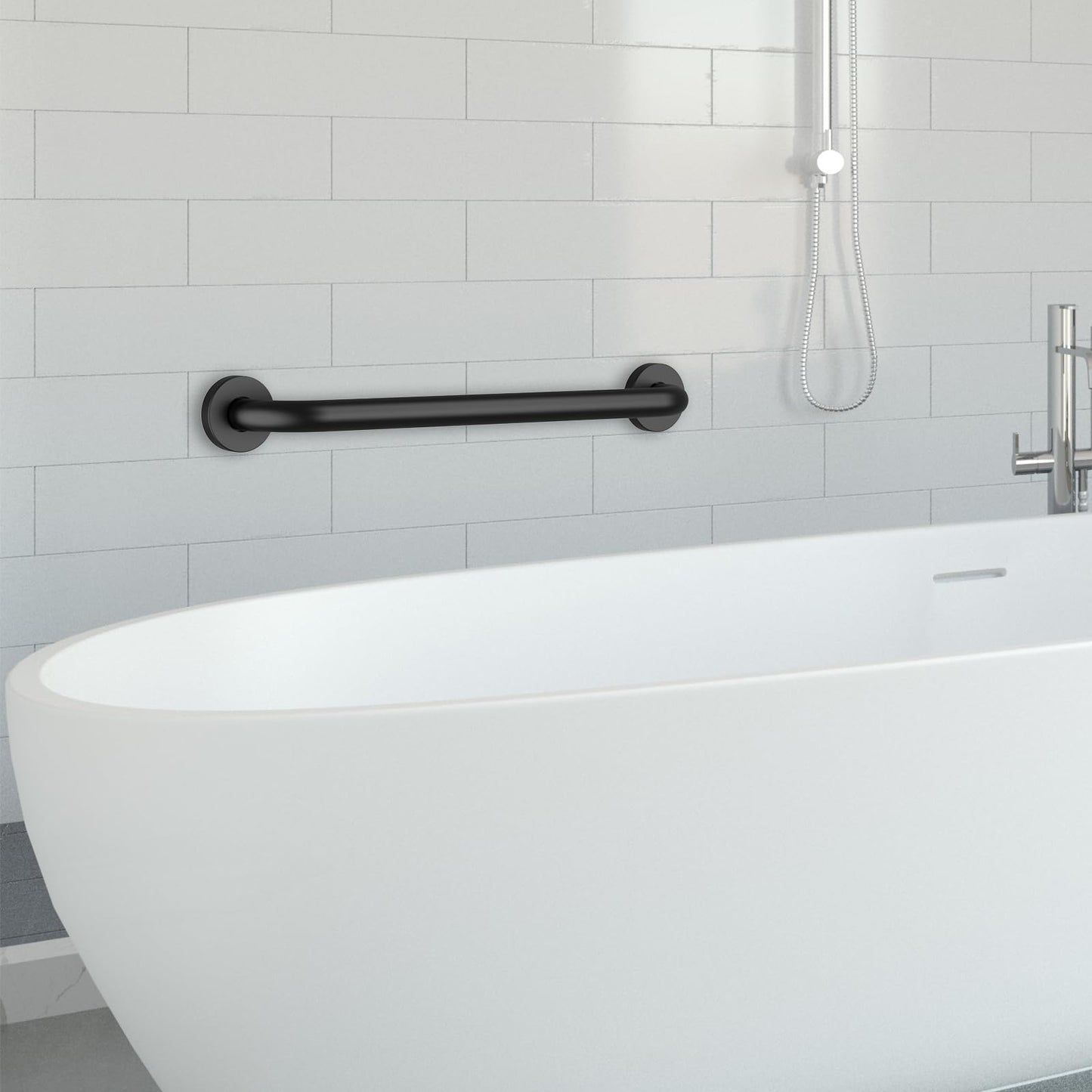 16 Inch Grab Bars for Wall Black, Safety Shower Grab Bars for Seniors Elderly Handicapped, Handicap Grab Bars for Shower with Concealed Screws, Tesuchan