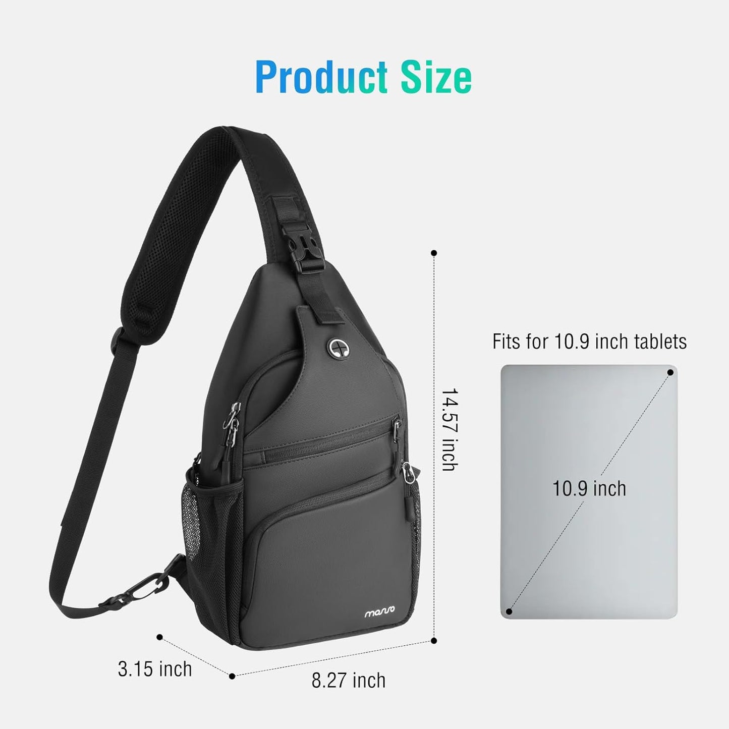 MOSISO Crossbody Sling Bag - Versatile Travel Backpack for Men | Compact Black Chest Bag with Front Pocket