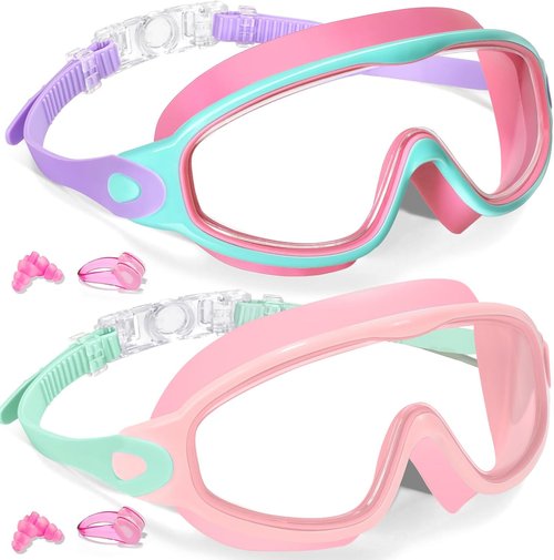 Keary Kids Swim Goggles - UV Protection & Anti-Fog | 2 Pack for Ages 3-15, Perfect for Boys & Girls