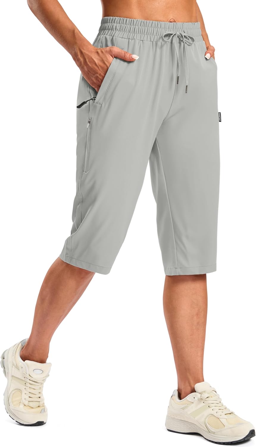 SANTINY Women's Lightweight Quick-Dry Hiking Shorts - 13"/15"/17" with Zipper Pockets