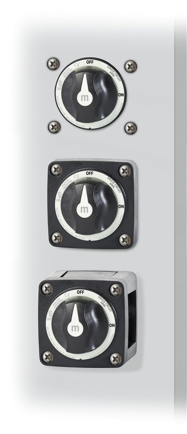 Blue Sea Systems On/Off Battery Switch - Durable Black Knob | 6006200 m-Series for Easy Control