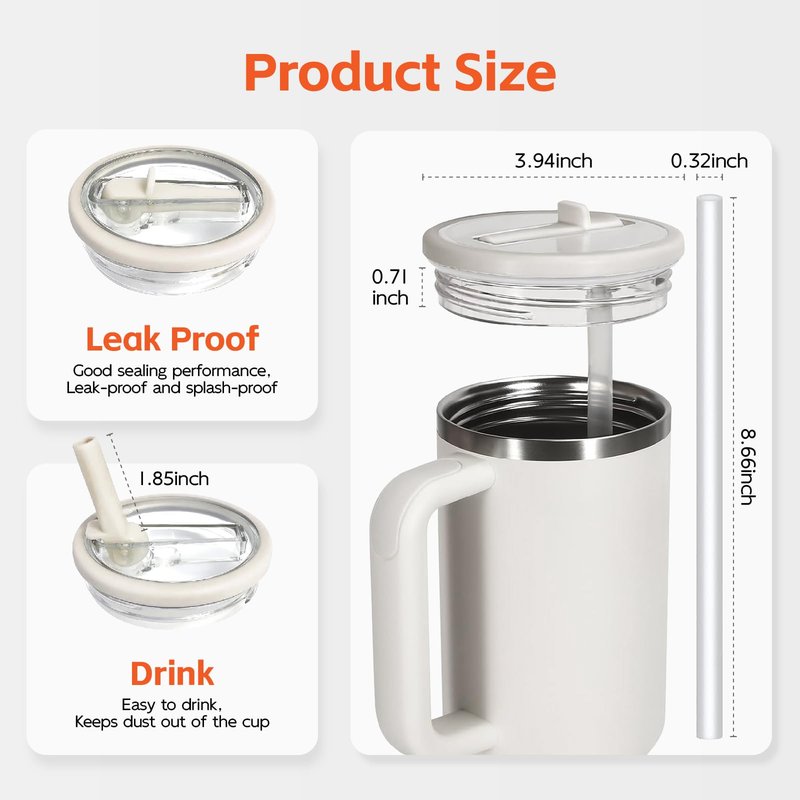 CUETWT 2 Pack 40 oz Tumbler Flip Straw Lid Replacement for Stanley Quencher H2.0, Leak Proof Spill Proof Lid Compatible with Stanley Cup, Tumbler Accessories (Black)