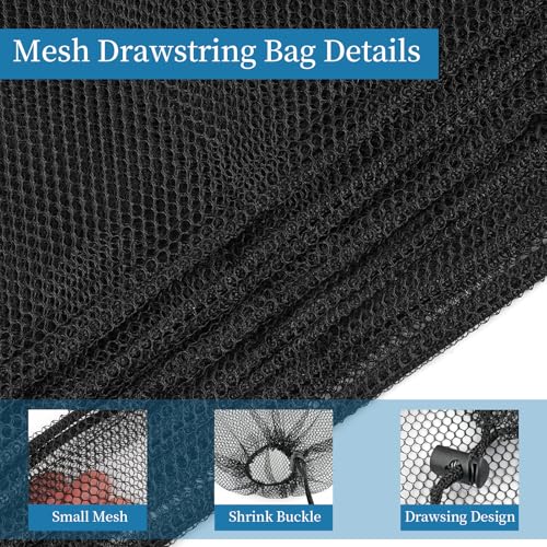 6 Pack Mesh Drawstring Bags - Quick-Dry & Lightweight 14x17
