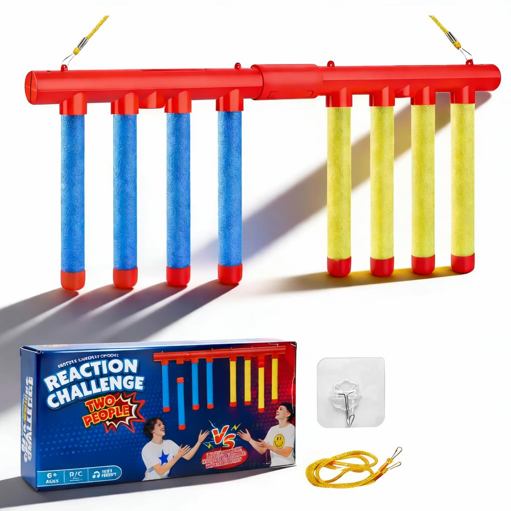 Reflex Sticks Falling Game, 2026 Reflex Drop Sticks Challenge Toy, Hand-Eye Coordination & Reaction Training Game with 3 Speed Modes for Adults (Blue & Red)