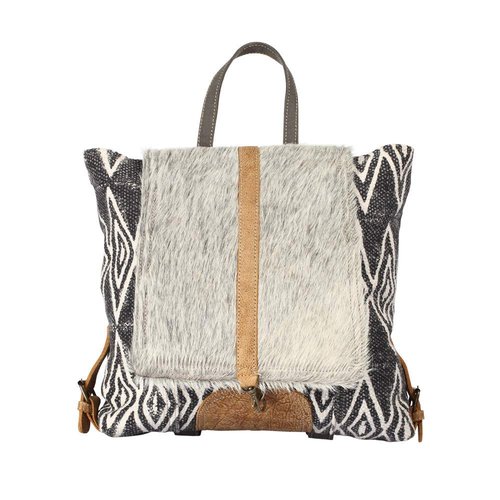 Myra Bag Grizzle Cowhide & Upcycled Canvas Backpack S-1205