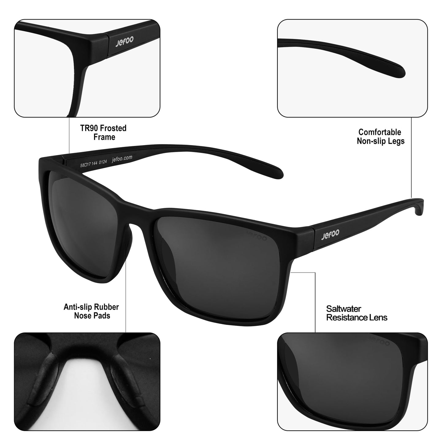 Jefoo Polarized Fishing Sunglasses for Men Women Kayaking Surfing Driving Lightweight Sports Sun Glasses UV Protection