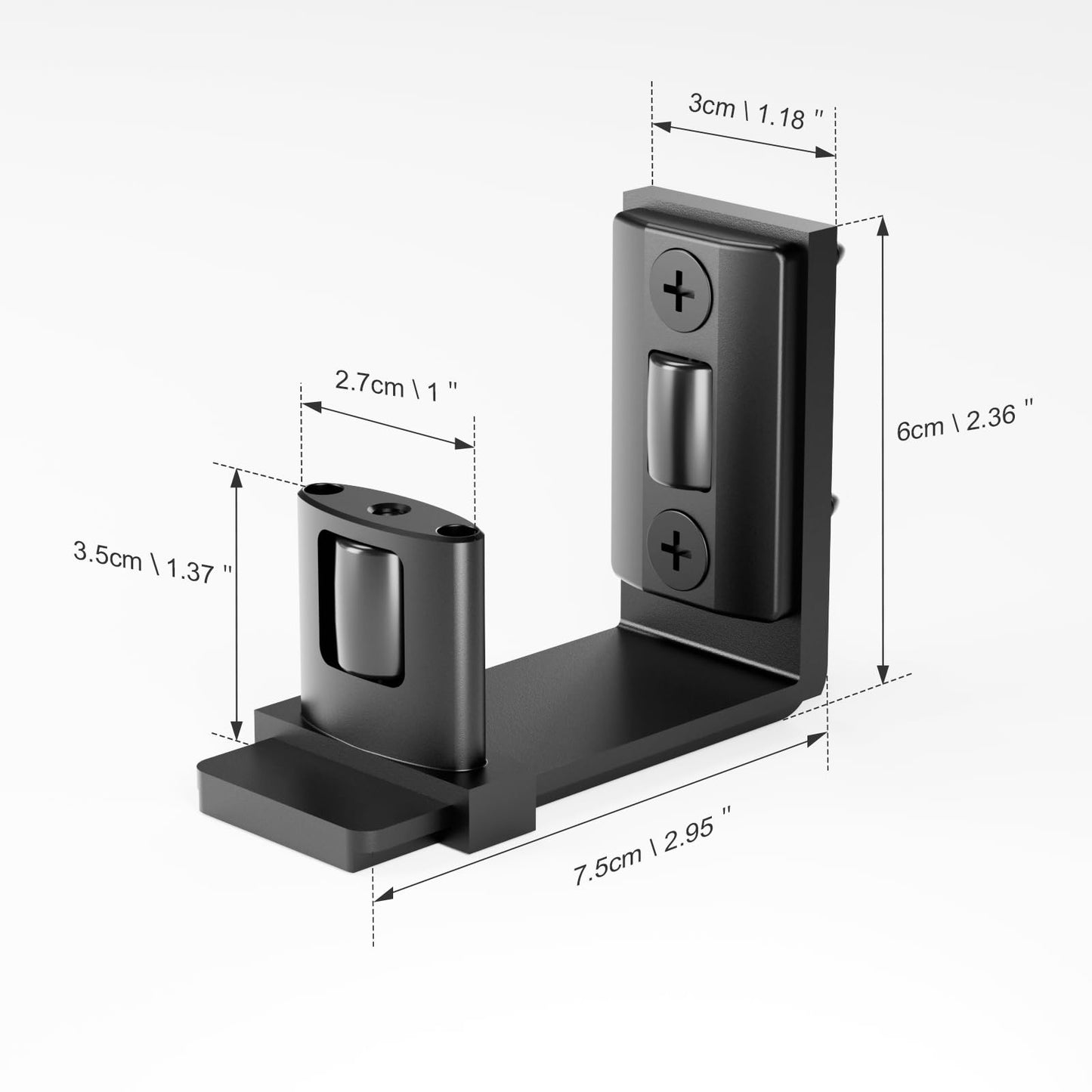 CCJH Sliding Barn Door Bottom Floor Guide, Adjustable Roller U Shape Flexible Flush Design, Wall Mounted, Black (Wall Mount Shape -A)