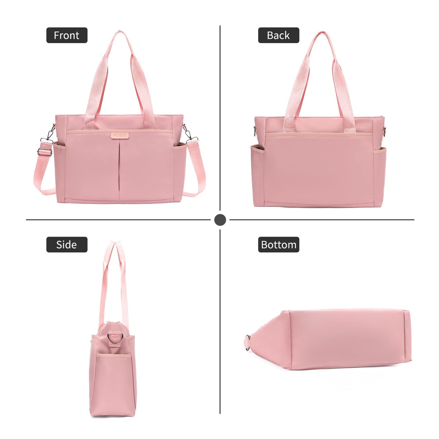 AMXNX Tote Bag for Women with Zipper Travel Large Crossbody Shoulder Bag Handbag Water-resistant Nylon with Multi Pockets