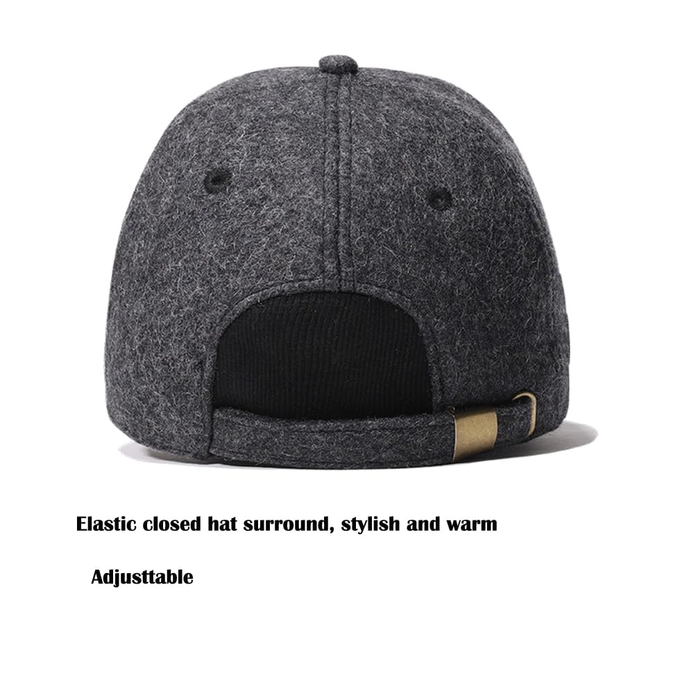 JHDESSLY Men Warm Baseball Cap Big Hat Adjustable Woolen Classic Solid Dad Travel Outdoor