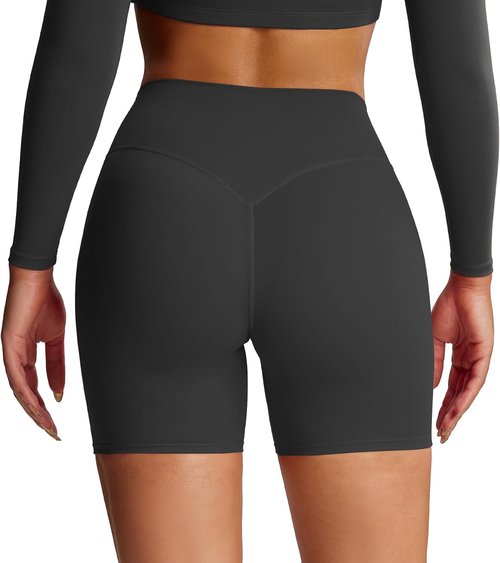 Aoxjox Metamorph Workout Biker Shorts - High Waisted Tummy Control for Women | 6" Deep V Yoga Shorts