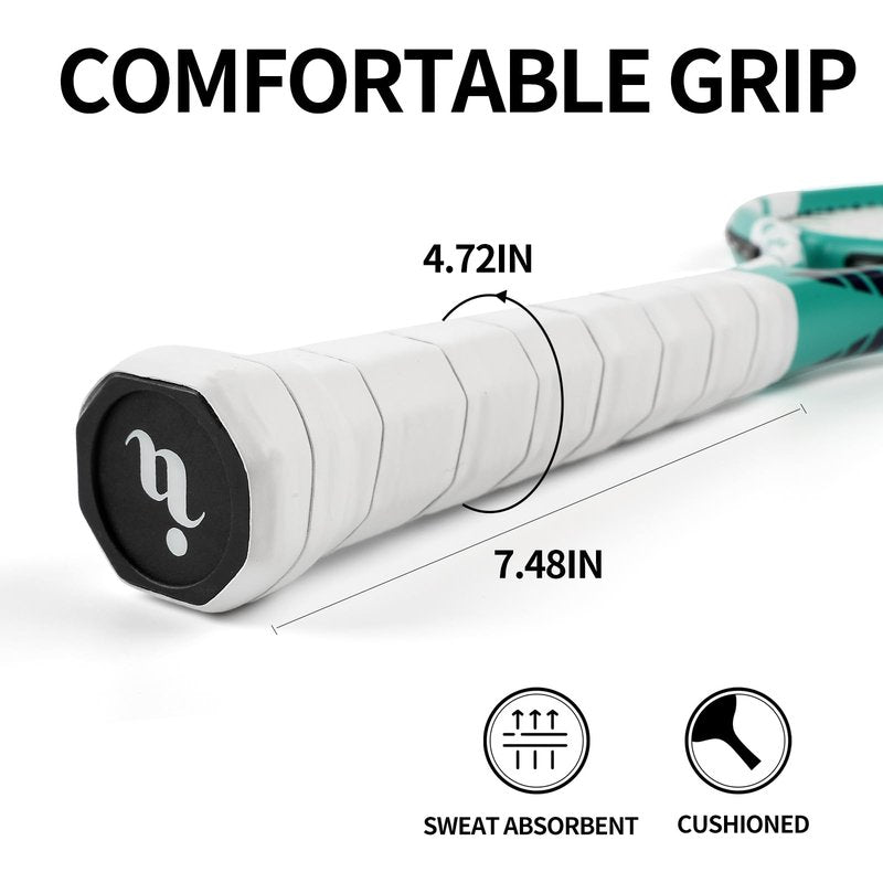 Tennis Rackets for Adults, Pre-Strung 27 Inch Tennis Racquets, Lightweight Tennis Racket Set-2 Player Tennis Racket Set with 3 Balls,2 Grips, 2 Vibration Dampers- Grey and Green