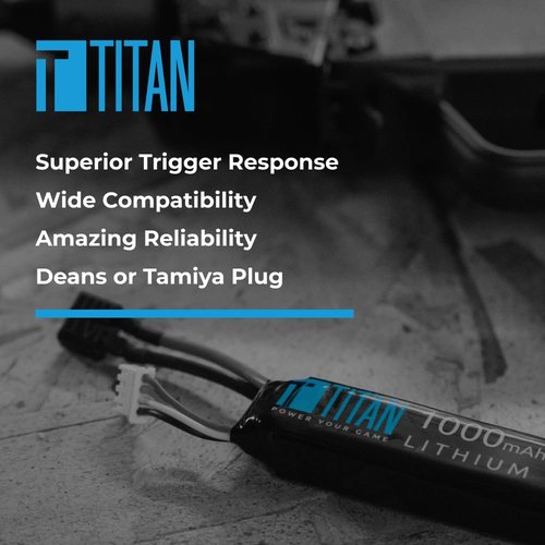 Titan Lithium Polymer (LiPo) Airsoft Battery | 1200mAh 11.1v Stick- Tamiya Plug | Fast Trigger Response | Made in The USA