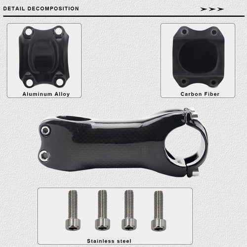carbon stem mountain bike,17 degree,31.8 stem 80mm,carbon road bike stem riser 1-1/8" gravel bike full carbon fiber stem bike handlebar stem 3K glossy adjustable bike stem bike grips bicycle parts