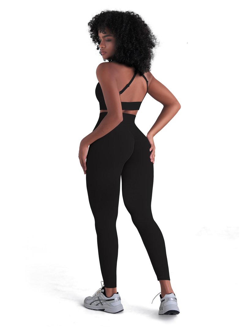 Sunzel Women's Hidden Butt Lifting Leggings No Front Seam High Waist Yoga Pants with Tummy Control Workout Gym Running Casual 25" Inseam Black Medium