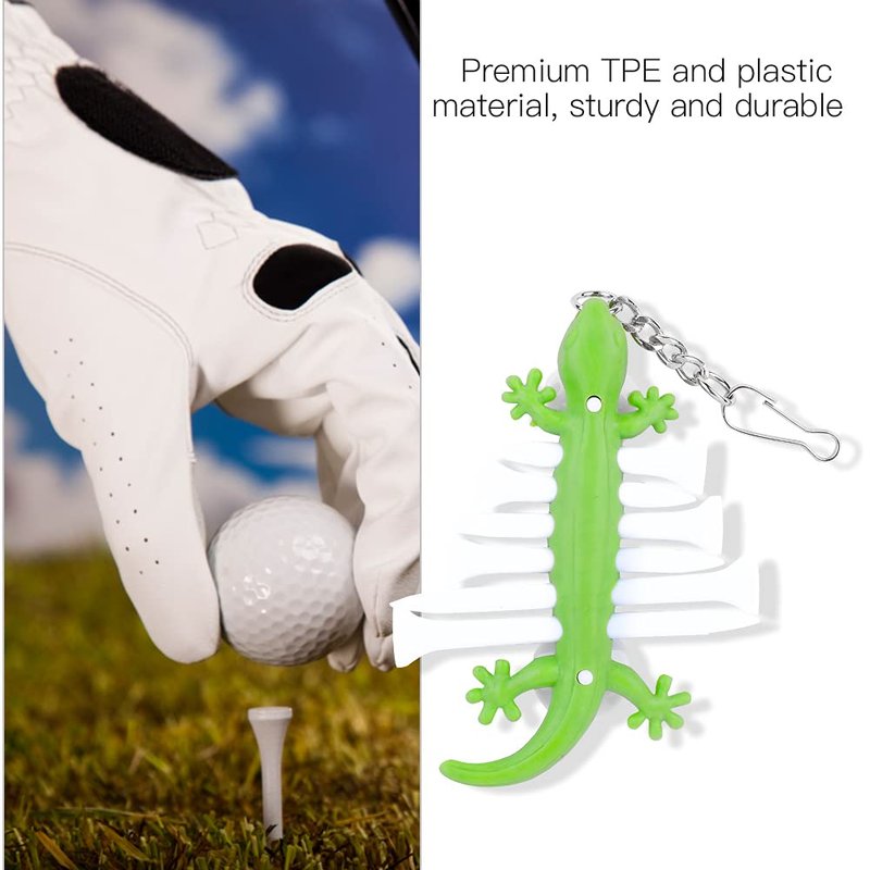 VBESTLIFE Tees Holder Tee Holder Tees Carrier, TPE Plastic PortableTees Carrier Tees Holder Carrier Tee Holder with Tee Ball Maker Golfer Accessory Tees (Green Gecko)