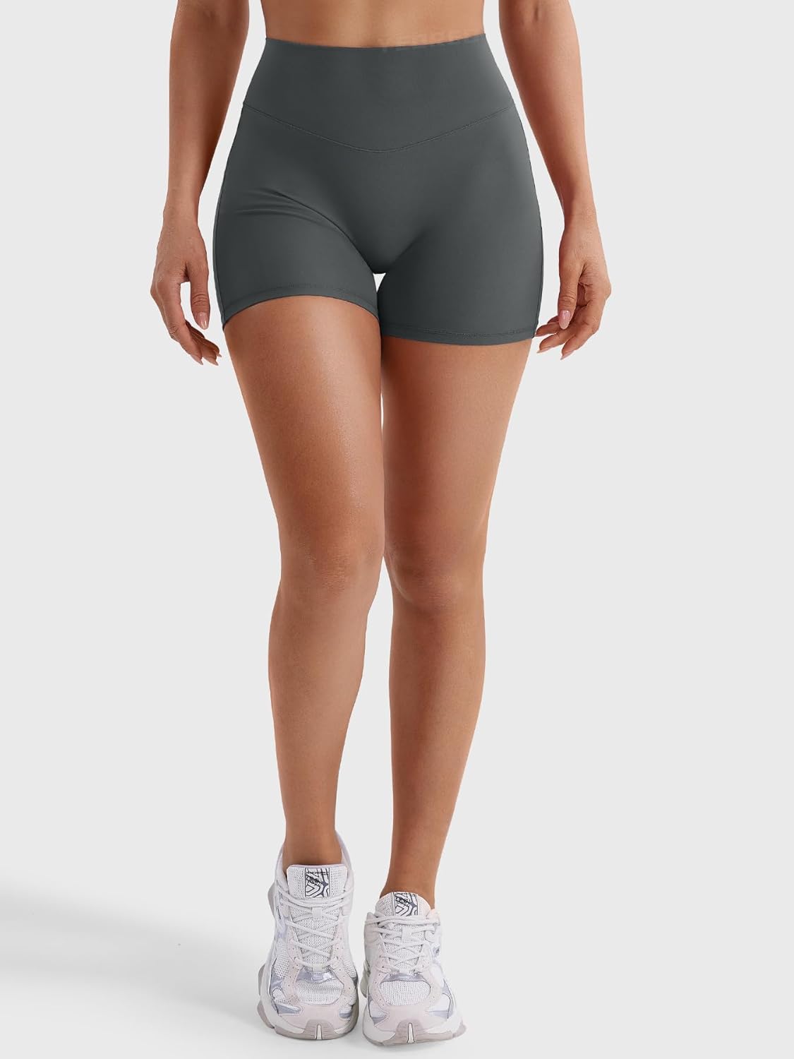 YEOREO Women's High Waist Yoga Biker Shorts - 4.5" Scrunch Design with Tummy Control