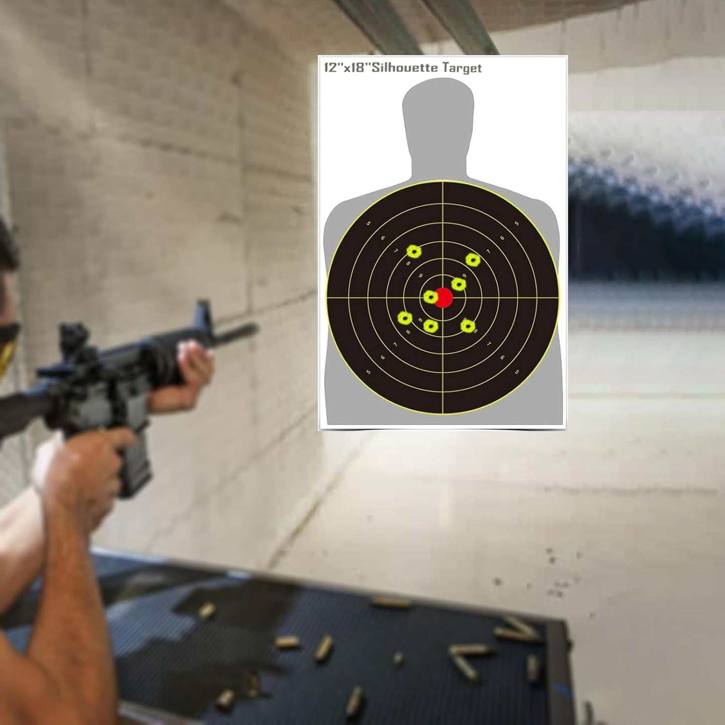 Reactive Fluorescent Shooting Targets by Splatter - 12x12” Adhesive Feedback Stickers with Repair Patches for Range Training