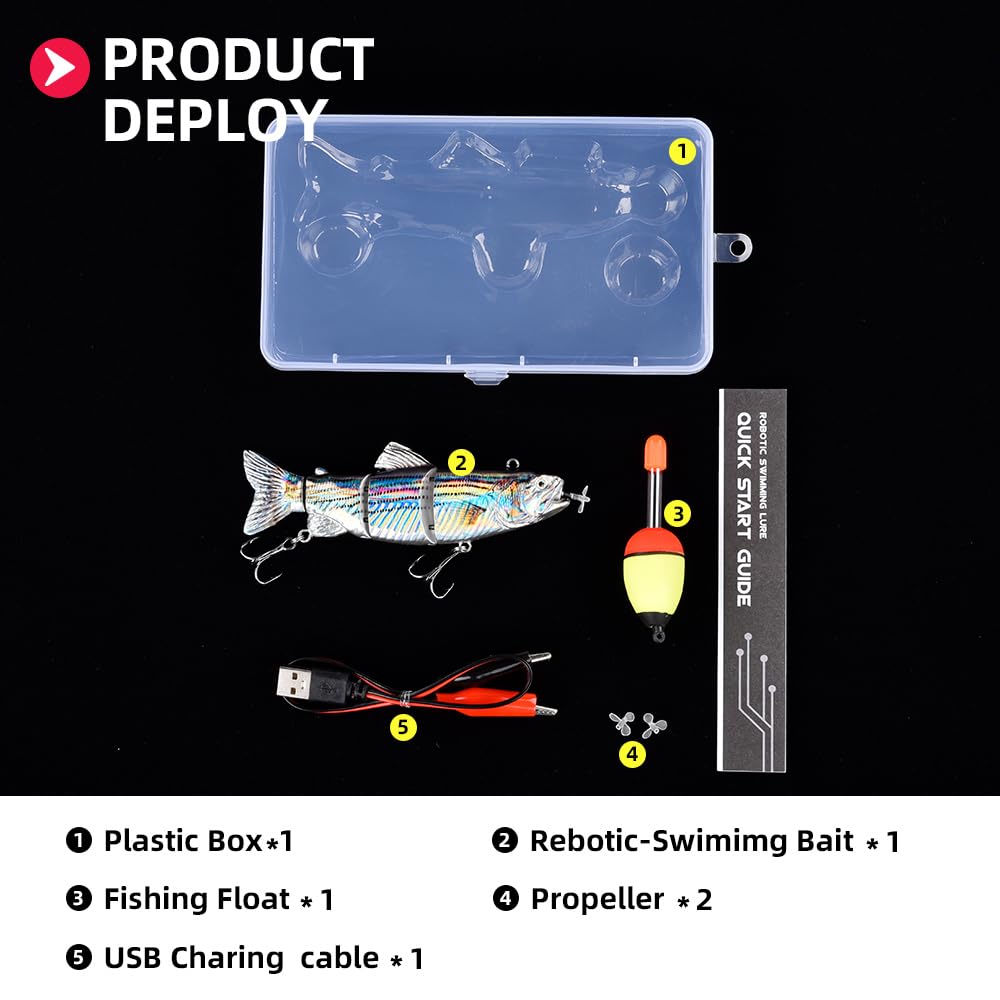 Robotic Swimming Fishing Electric Lures 5.12" USB Rechargeable LED Light Wobbler Multi Jointed Swimbaits Hard Lures Fishing Tackle (Hybrid Striped Shad Specialty)