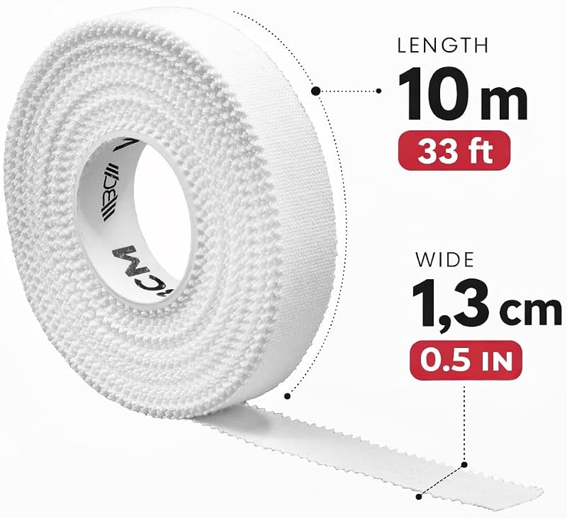 Athletic Finger Tape - 0.5 Inch x 33ft - 3 Rolls White