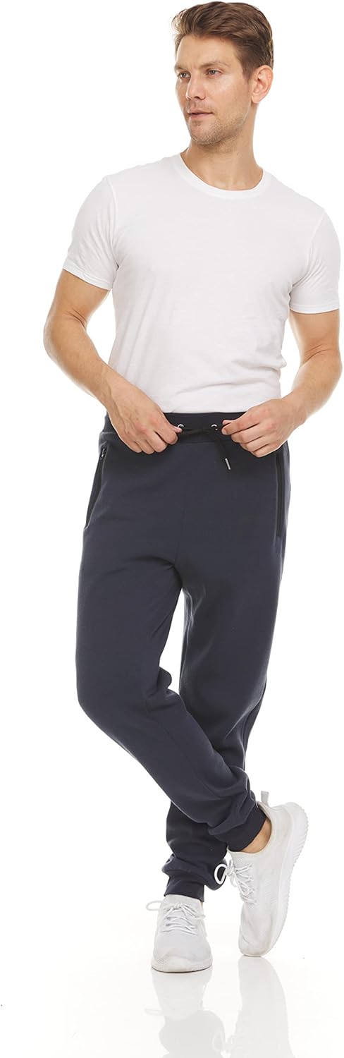 PURE CHAMP Men's Fleece Jogger Sweatpants - 3 Pack with Zipper Pockets | Sizes S-3XL