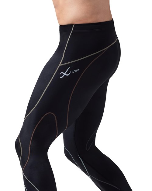 CW-X Men's Stabilyx Joint Support Compression Sports Tights, Pants for Running and Recovery, Black/Charcoal, Large, 225809A