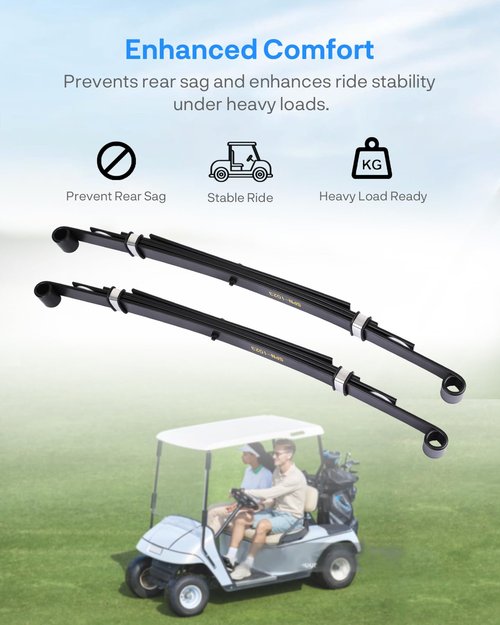 JY PERFORMANCE Golf Cart Rear Leaf Spring Kit Fits for Club Car Precedent/Onward/Tempo 2004+, 4-Leaf Leaf Spring w/Bushings Sleeves U Bolt, Replace OEM 102509301, 102513001