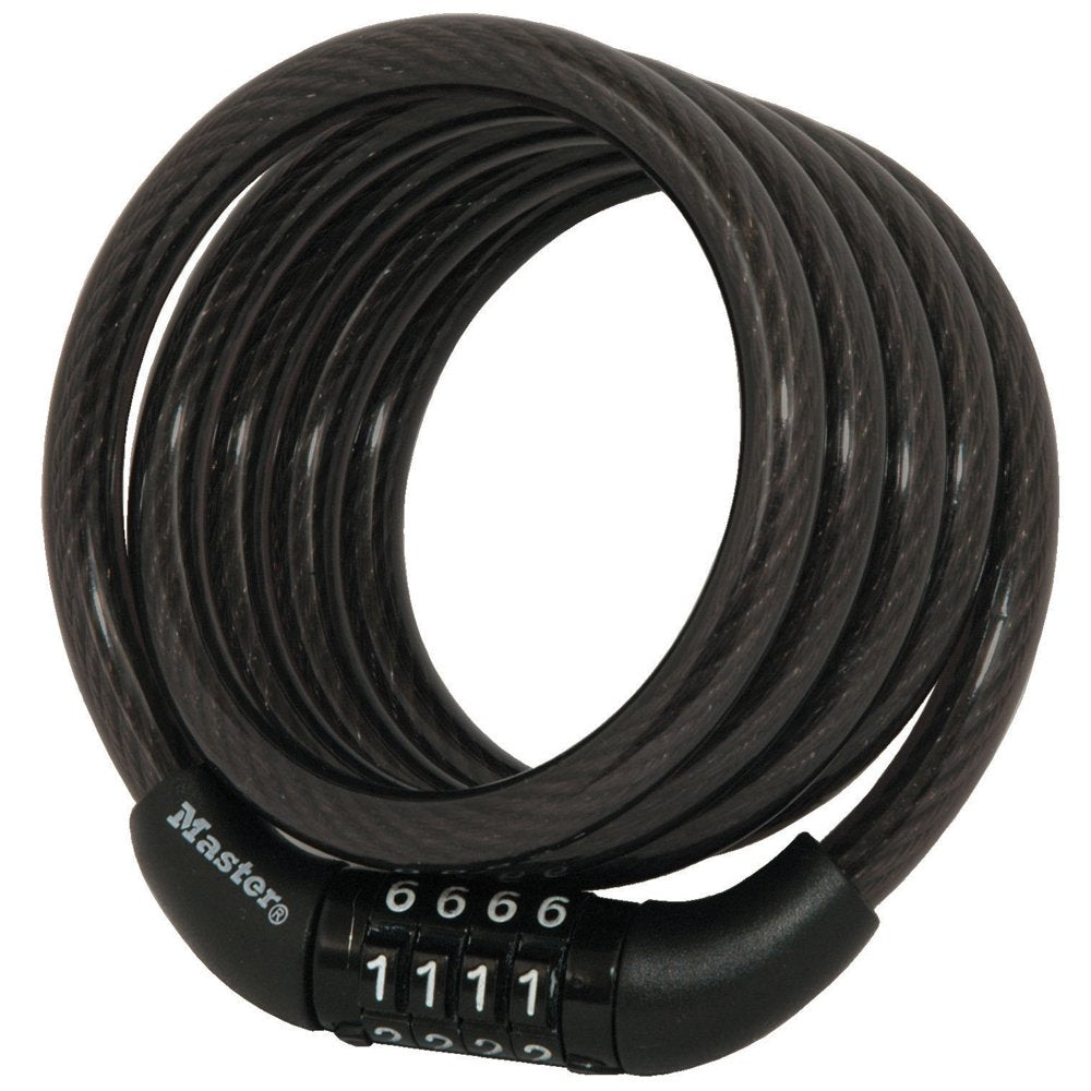 Master Lock Bike Lock Cable with Combination 4ft Black Bicycle Lock with Vinyl Coating 8143D