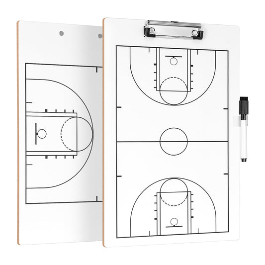 QUEENLINK Basketball Clipboard Dry Erase Double-Sided Coaching Board | Basketball Coaching Board, Dry Erase Clipboard, Double-Sided, Full Half Court, Coach Tactic, White Board for Coaches