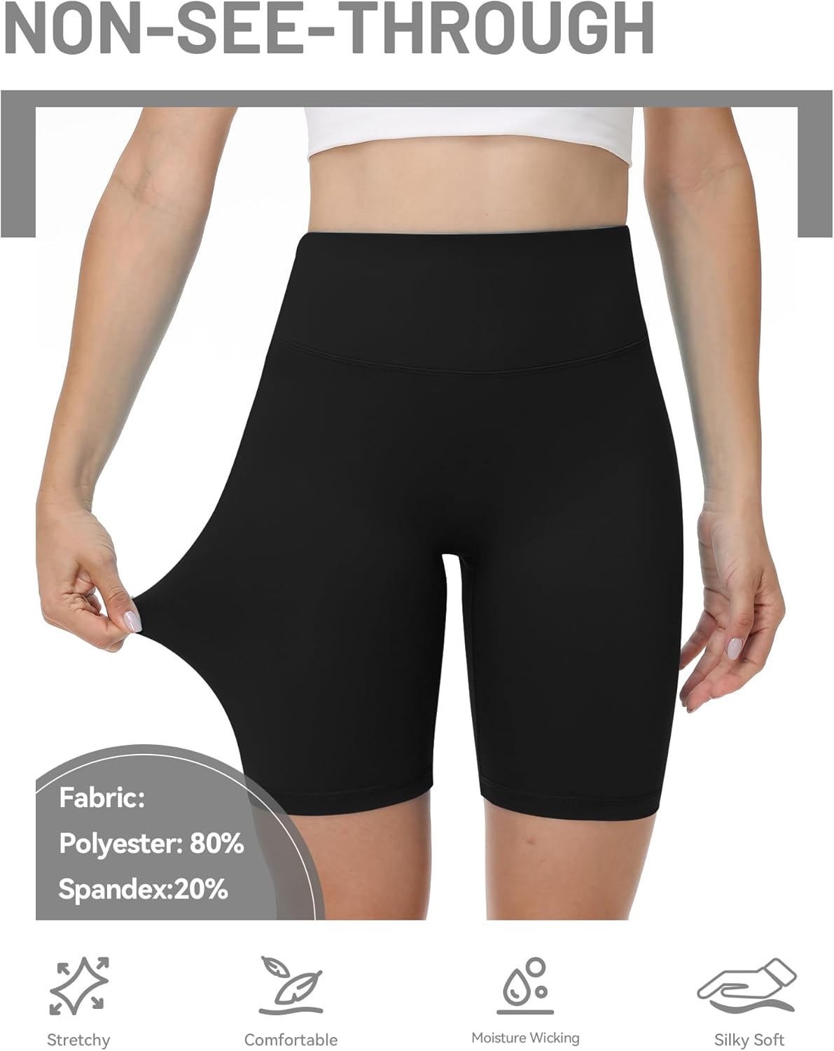 Runhit Biker Shorts for Women - High Waisted No Front Seam Spandex Gym Yoga Shorts | 3''/5''/8'' Tummy Control