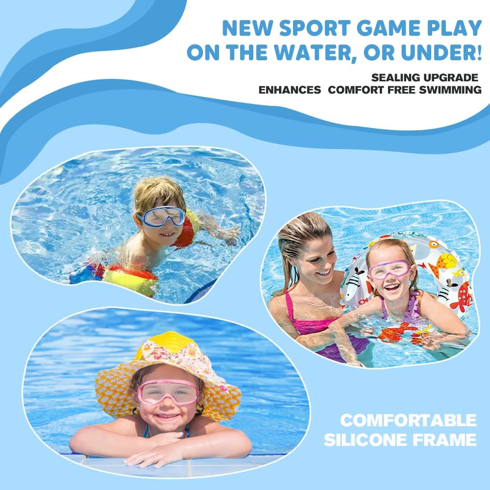 Skiennix Large Frame Waterproof Anti-Fog Swimming Goggles | Kids Swim Goggles for Ages 2-14